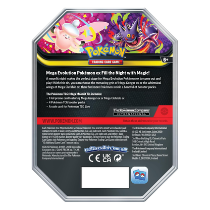 Pokémon TCG Mega Moonlit Tin Mega Gengar ex 4Packs
